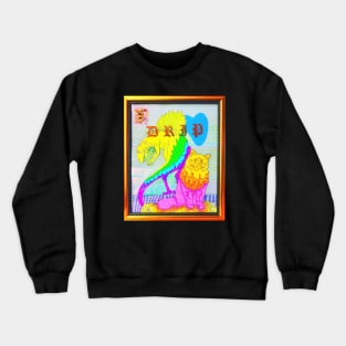 Rainbow Dinosaur Cat Coloring Book Collage Framed Art Drip Y2K Design Crewneck Sweatshirt